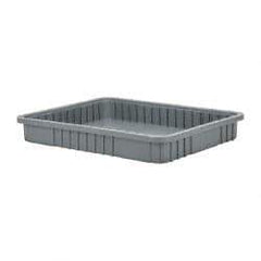 Quantum Storage - 100 Lb Load Capacity Gray Polypropylene Dividable Container - Stacking, 22-1/2" Long x 17-1/2" Wide x 3" High - USA Tool & Supply