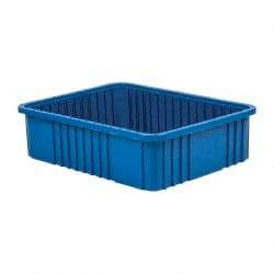Quantum Storage - 100 Lb Load Capacity Blue Polypropylene Dividable Container - Stacking, 22-1/2" Long x 17-1/2" Wide x 6" High - USA Tool & Supply