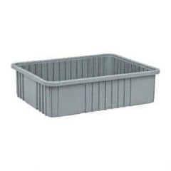 Quantum Storage - Gray Polypropylene Dividable Container - Stacking, 22-1/2" Long x 17-1/2" Wide x 6" High - USA Tool & Supply