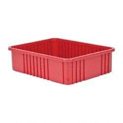 Quantum Storage - 100 Lb Load Capacity Red Polypropylene Dividable Container - Stacking, 22-1/2" Long x 17-1/2" Wide x 6" High - USA Tool & Supply