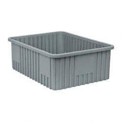 Quantum Storage - 100 Lb Load Capacity Gray Polypropylene Dividable Container - Stacking, 22-1/2" Long x 17-1/2" Wide x 8" High - USA Tool & Supply