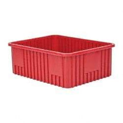 Quantum Storage - 100 Lb Load Capacity Red Polypropylene Dividable Container - Stacking, 22-1/2" Long x 17-1/2" Wide x 8" High - USA Tool & Supply