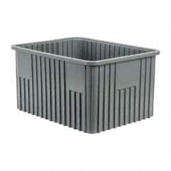 Quantum Storage - 100 Lb Load Capacity Gray Polypropylene Dividable Container - Stacking, 22-1/2" Long x 17-1/2" Wide x 12" High - USA Tool & Supply