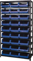 Quantum Storage - 27 Bin Large Hopper Front Bin Storage Units - 18 Inch Overall Depth x 75 Inch Overall Height, Blue High Density Polyethylene Bins - USA Tool & Supply