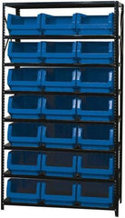 Quantum Storage - 21 Bin Large Hopper Front Bin Storage Units - 18 Inch Overall Depth x 75 Inch Overall Height, Yellow High Density Polyethylene Bins - USA Tool & Supply