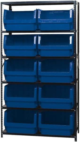 Quantum Storage - 10 Bin Large Hopper Front Bin Storage Units - 18 Inch Overall Depth x 75 Inch Overall Height, Yellow High Density Polyethylene Bins - USA Tool & Supply