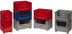 Quantum Storage - 75 Lb. Load Capacity, 17-1/2" Deep, Red Polyethylene Hopper Stacking Bin - 12-1/2" High x 16-1/2" Wide x 17-1/2" Long - USA Tool & Supply