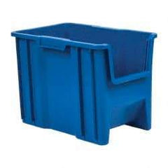 Quantum Storage - 75 Lb. Load Capacity, 17-1/2" Deep, Blue Polyethylene Hopper Stacking Bin - 12-1/2" High x 10-7/8" Wide x 17-1/2" Long - USA Tool & Supply