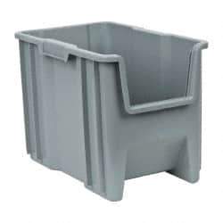 Quantum Storage - 75 Lb. Load Capacity, 17-1/2" Deep, Gray Polyethylene Hopper Stacking Bin - 12-1/2" High x 10-7/8" Wide x 17-1/2" Long - USA Tool & Supply