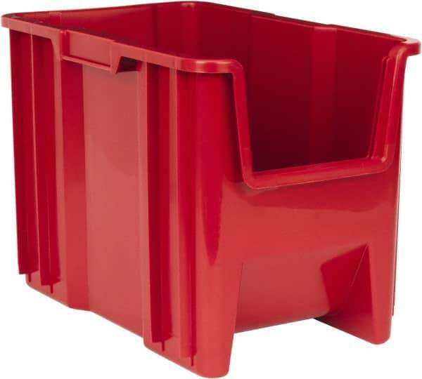 Quantum Storage - 75 Lb. Load Capacity, 17-1/2" Deep, Red Polyethylene Hopper Stacking Bin - 12-1/2" High x 10-7/8" Wide x 17-1/2" Long - USA Tool & Supply