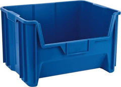 Quantum Storage - 75 Lb. Load Capacity, 15-1/4" Deep, Blue Polyethylene Hopper Stacking Bin - 12-7/16" High x 19-7/8" Wide x 15-1/4" Long - USA Tool & Supply