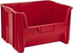 Quantum Storage - 75 Lb. Load Capacity, 15-1/4" Deep, Red Polyethylene Hopper Stacking Bin - 12-7/16" High x 19-7/8" Wide x 15-1/4" Long - USA Tool & Supply