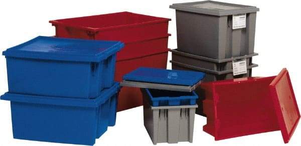 Quantum Storage - 100 Lb Load Capacity Red Polyethylene Tote Container - Stacking, Nesting, 23-1/2" Long x 19-1/2" Wide x 10" High - USA Tool & Supply