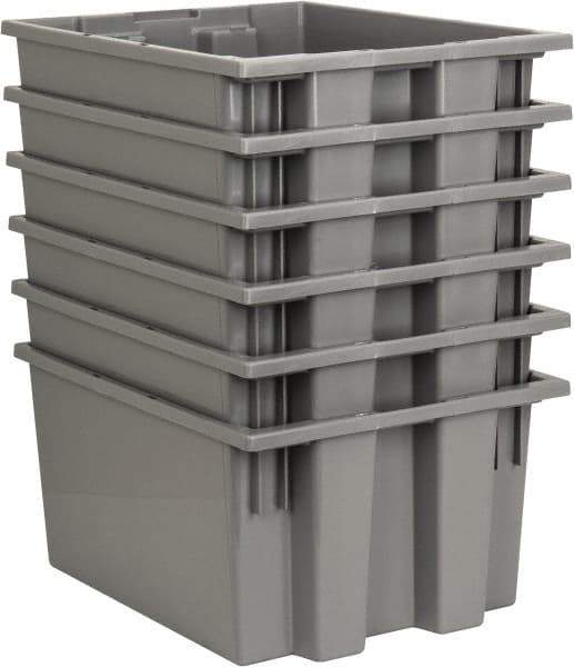 Quantum Storage - 75 Lb Load Capacity Gray Polyethylene Tote Container - Stacking, Nesting, 19-1/2" Long x 15-1/2" Wide x 10" High - USA Tool & Supply
