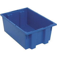 Quantum Storage - 75 Lb Load Capacity Blue Polyethylene Tote Container - Stacking, Nesting, 19-1/2" Long x 13-1/2" Wide x 8" High - USA Tool & Supply