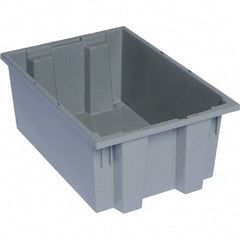 Quantum Storage - 75 Lb Load Capacity Gray Polyethylene Tote Container - Stacking, Nesting, 19-1/2" Long x 13-1/2" Wide x 8" High - USA Tool & Supply