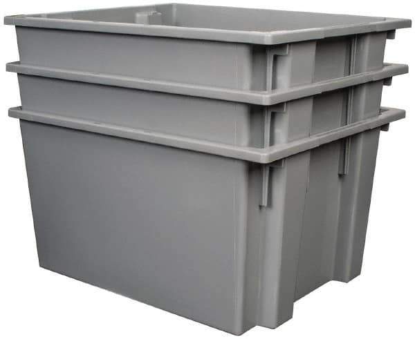 Quantum Storage - 100 Lb Load Capacity Gray Polyethylene Tote Container - Stacking, Nesting, 23-1/2" Long x 19-1/2" Wide x 13" High - USA Tool & Supply