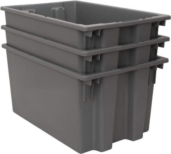 Quantum Storage - 100 Lb Load Capacity Gray Polyethylene Tote Container - Stacking, Nesting, 23-1/2" Long x 15-1/2" Wide x 12" High - USA Tool & Supply