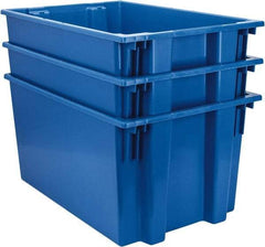 Quantum Storage - 100 Lb Load Capacity Blue Polyethylene Tote Container - Stacking, Nesting, 29-1/2" Long x 19-1/2" Wide x 15" High - USA Tool & Supply