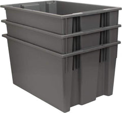 Quantum Storage - 100 Lb Load Capacity Gray Polyethylene Tote Container - Stacking, Nesting, 29-1/2" Long x 19-1/2" Wide x 15" High - USA Tool & Supply