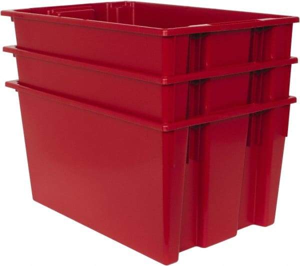 Quantum Storage - 100 Lb Load Capacity Red Polyethylene Tote Container - Stacking, Nesting, 29-1/2" Long x 19-1/2" Wide x 15" High - USA Tool & Supply