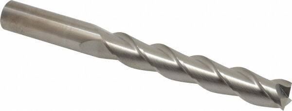 SGS - 5/8", 3-3/4" LOC, 5/8" Shank Diam, 6" OAL, 3 Flute, Solid Carbide Square End Mill - Single End, Uncoated, Spiral Flute, 38° Helix, Right Hand Cut, Right Hand Flute, Series 43 - USA Tool & Supply