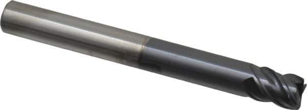 SGS - 1/2", 4 Flute, Single End, Solid Carbide, 0.04" Corner Radius End Mill - 4-1/2" OAL, Right Hand Flute, 5/8" LOC, Right Hand Cut, 2-1/4" Extended Reach - USA Tool & Supply
