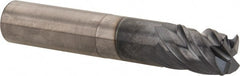 Corner Radius End Mill: 3/4″ Dia, 15/16″ LOC, 0.06″ Radius, 4 Flutes, Solid Carbide 4-1/2″ OAL, 3/4″ Shank Dia, Helix, AlTiN Coated, Corner Radius End, Series ZD1CR