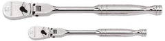 GearWrench - 1/4" & 3/8" Drive Pear Head Ratchet Set - Chrome Finish, 17-3/4" OAL, 60 Gear Teeth, Full Polished Handle, Flex Head - USA Tool & Supply