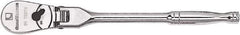 GearWrench - 1/4" Drive Pear Head Ratchet - Chrome Finish, 7" OAL, 72 Gear Teeth, Full Polished Handle, Flex Head - USA Tool & Supply