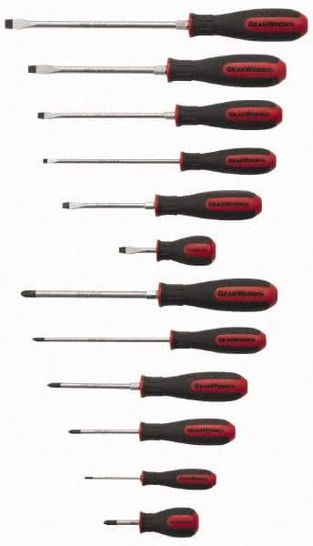 GearWrench - 12 Piece Phillips & Slotted Screwdriver Set - Bit Sizes: Philips #0 to #3, Tip Thickness: 1/4, 3/16, 5/16 & 3/8 - USA Tool & Supply