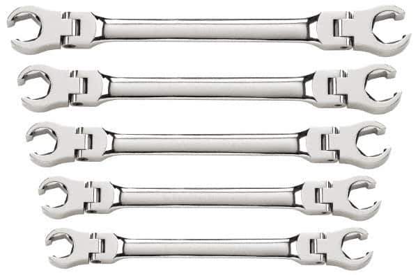 GearWrench - 5 Piece, 1/4" x 5/16" to 3/4" x 7/8", 6 Point Flare Nut Wrench Set - Inch Measurement Standard, Full Polish Finish - USA Tool & Supply