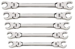 GearWrench - 5 Piece, 1/4" x 5/16" to 3/4" x 7/8", 6 Point Flare Nut Wrench Set - Inch Measurement Standard, Full Polish Finish - USA Tool & Supply