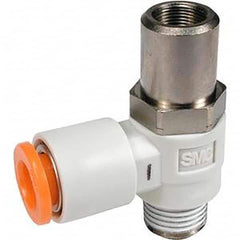 SMC PNEUMATICS - Speed & Flow Control Valves Valve Type: Flow Control Elbow Male Thread Size: 1/8 NPT - USA Tool & Supply