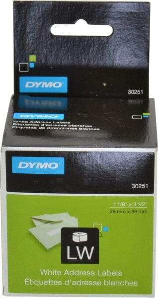 Dymo - 3-1/2" Long, White Die Cut Paper with Semi Perm. Adhesive Shipping Label - For DYMO LabelWriter Printers - USA Tool & Supply