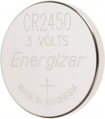 Energizer - Size CR2450, Lithium, Button & Coin Cell Battery - 3 Volts, Button Tab Terminal, ANSI, IEC, NEDA Regulated - USA Tool & Supply