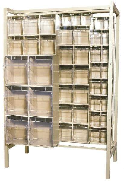 Quantum Storage - 3,000 Lb Capacity, 26" Deep x 48" Wide x 67" High, Steel Pick Rack - 28 White Polystyrene Bins - USA Tool & Supply