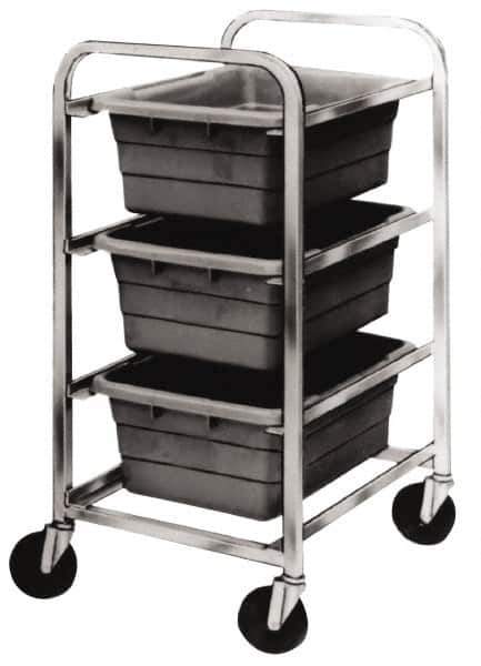 Quantum Storage - 3 Bin Cross Stack Tub Rack - 19 Inch Overall Width x 27 Inch Overall Depth x 41 Inch Overall Height, Gray High Impact Polyethylene Bins - USA Tool & Supply