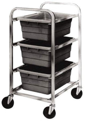 Quantum Storage - 3 Bin Cross Stack Tub Rack - 19 Inch Overall Width x 27 Inch Overall Depth x 41 Inch Overall Height, Gray High Impact Polyethylene Bins - USA Tool & Supply