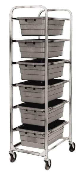 Quantum Storage - 6 Bin Cross Stack Tub Rack - 19 Inch Overall Width x 27 Inch Overall Depth x 71 Inch Overall Height, Gray High Impact Polyethylene Bins - USA Tool & Supply