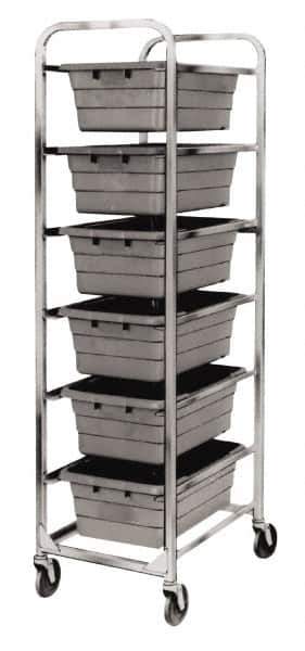 Quantum Storage - 6 Bin Cross Stack Tub Rack - 19 Inch Overall Width x 27 Inch Overall Depth x 71 Inch Overall Height, White High Impact Polyethylene Bins - USA Tool & Supply