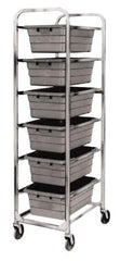 Quantum Storage - 6 Bin Cross Stack Tub Rack - 19 Inch Overall Width x 27 Inch Overall Depth x 71 Inch Overall Height, White High Impact Polyethylene Bins - USA Tool & Supply