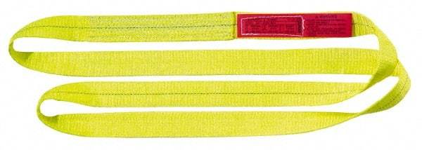 Lift-All - 20' Long x 2" Wide, 12,200 Lb Vertical Capacity, 2 Ply, Polyester Web Sling - 9,800 Lb Choker Capacity, Yellow - USA Tool & Supply