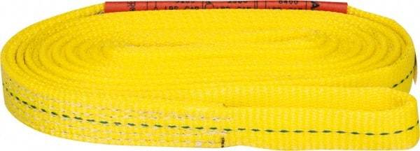 Lift-All - 12' Long x 1" Wide, 3,200 Lb Vertical Capacity, 1 Ply, Polyester Web Sling - 2,500 Lb Choker Capacity, Yellow - USA Tool & Supply
