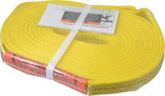 Lift-All - 20' Long x 1" Wide, 3,200 Lb Vertical Capacity, 1 Ply, Polyester Web Sling - 2,500 Lb Choker Capacity, Yellow - USA Tool & Supply