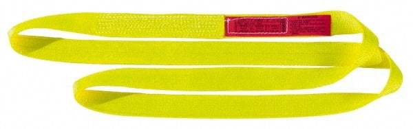 Lift-All - 14' Long x 4" Wide, 20,700 Lb Vertical Capacity, 2 Ply, Nylon Web Sling - 16,500 Lb Choker Capacity, Yellow - USA Tool & Supply