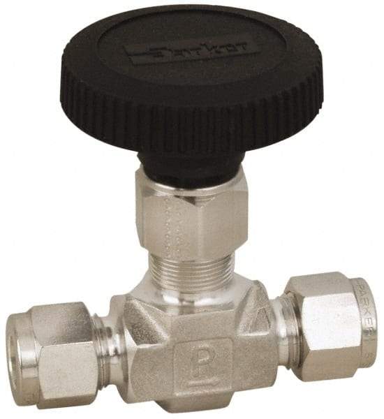 Parker - 5,000 Max psi, 3/8" Pipe, 316 Grade Stainless Steel, Inline Instrumentation Needle Valve - USA Tool & Supply