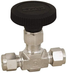 Parker - 5,000 Max psi, 1/8" Pipe, 316 Grade Stainless Steel, Inline Instrumentation Needle Valve - USA Tool & Supply