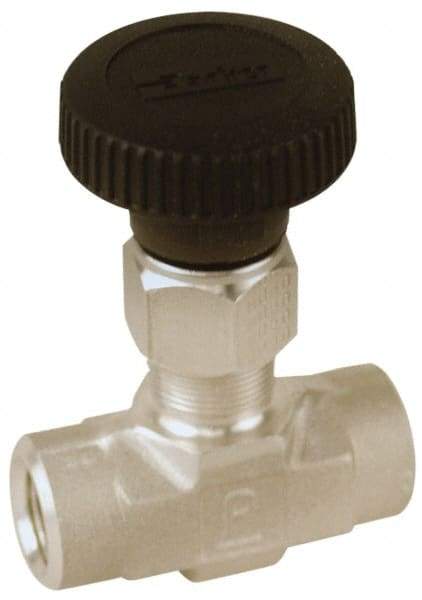 Parker - 5,000 Max psi, 1/8" Pipe, 316 Grade Stainless Steel, Inline Instrumentation Needle Valve - FNPT x FNPT End Connections - USA Tool & Supply