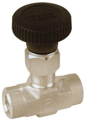 Parker - 5,000 Max psi, 1/8" Pipe, 316 Grade Stainless Steel, Inline Instrumentation Needle Valve - FNPT x FNPT End Connections - USA Tool & Supply